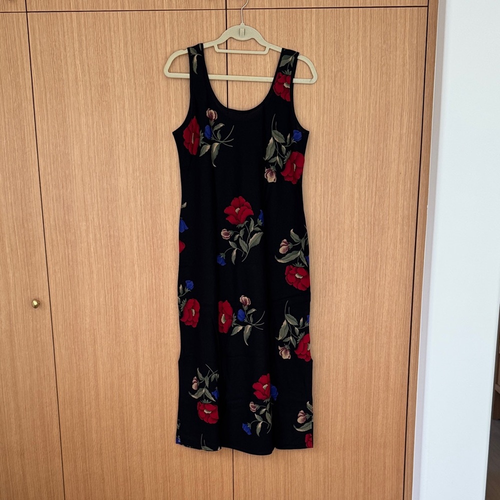 Vintage Floral Black Dress